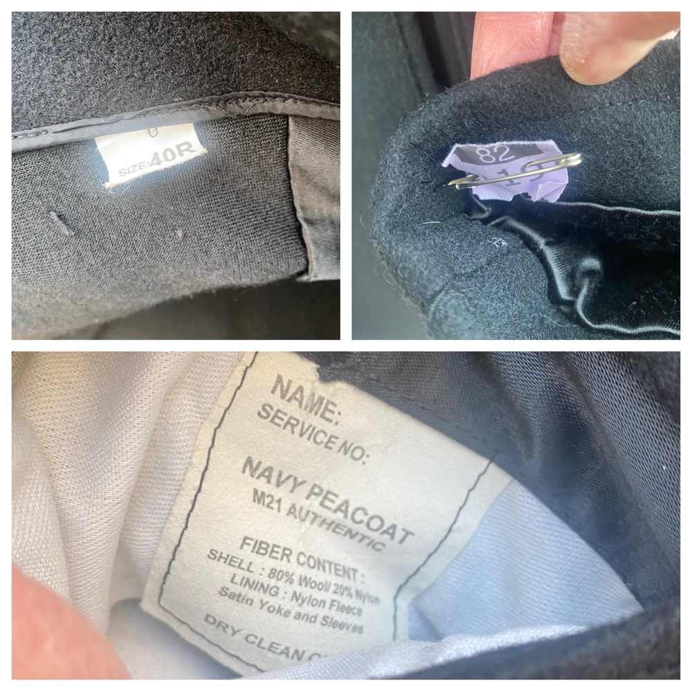 Sterlingwear Boston Double-Breasted Black Wool Navy Peacoat, 40R - Picture 3 of 16